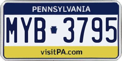 PA license plate MYB3795