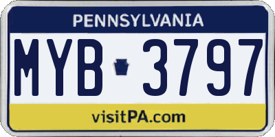 PA license plate MYB3797