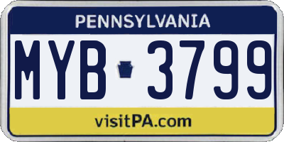 PA license plate MYB3799
