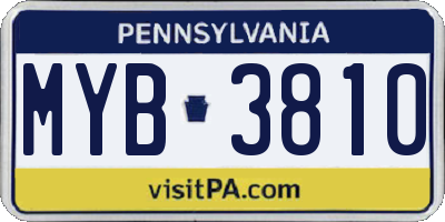 PA license plate MYB3810