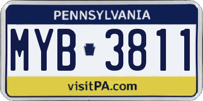 PA license plate MYB3811