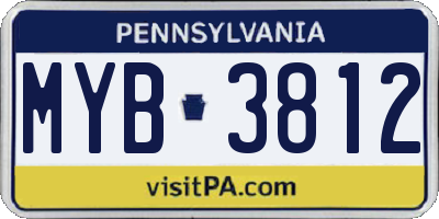 PA license plate MYB3812