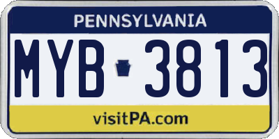 PA license plate MYB3813