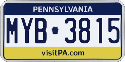 PA license plate MYB3815