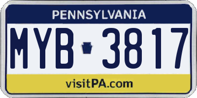 PA license plate MYB3817