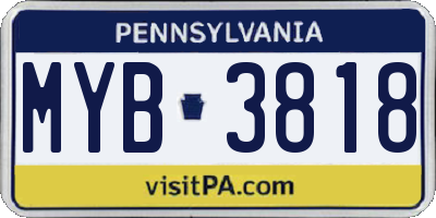 PA license plate MYB3818