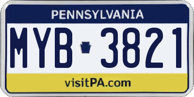 PA license plate MYB3821