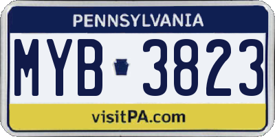 PA license plate MYB3823