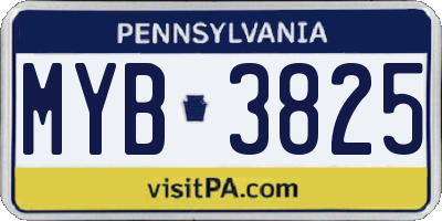 PA license plate MYB3825