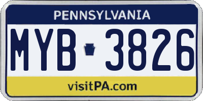 PA license plate MYB3826