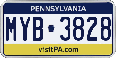PA license plate MYB3828