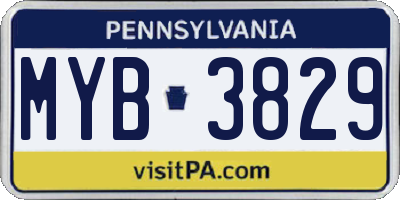 PA license plate MYB3829
