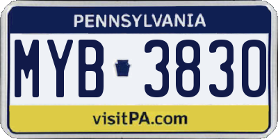 PA license plate MYB3830