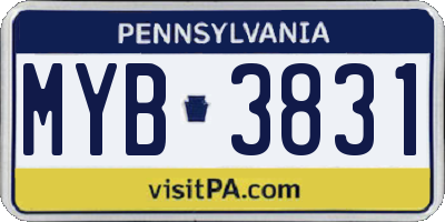 PA license plate MYB3831