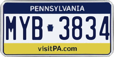 PA license plate MYB3834