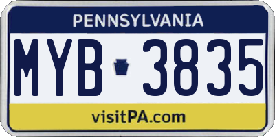 PA license plate MYB3835