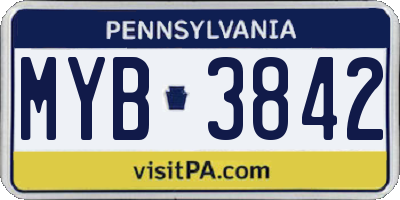PA license plate MYB3842