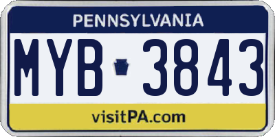PA license plate MYB3843