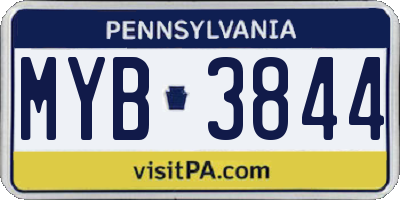 PA license plate MYB3844