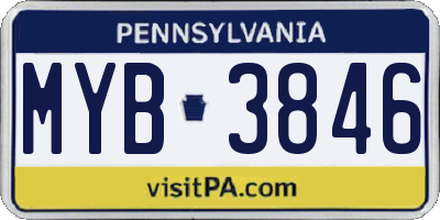 PA license plate MYB3846