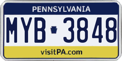 PA license plate MYB3848