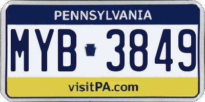 PA license plate MYB3849