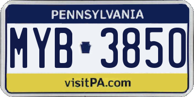PA license plate MYB3850