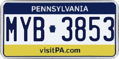 PA license plate MYB3853