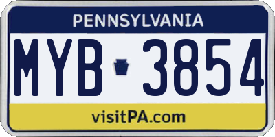 PA license plate MYB3854