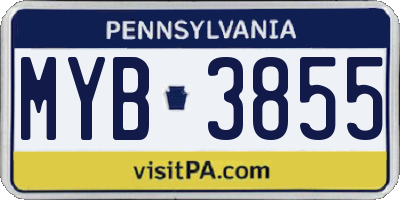 PA license plate MYB3855
