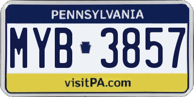 PA license plate MYB3857