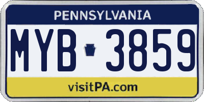 PA license plate MYB3859