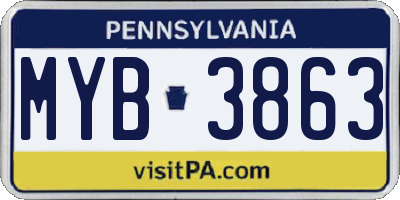 PA license plate MYB3863