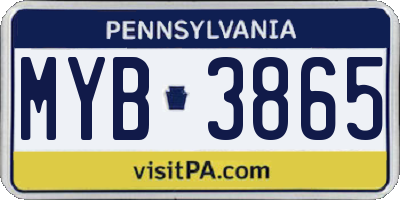 PA license plate MYB3865