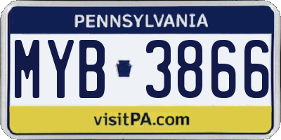 PA license plate MYB3866