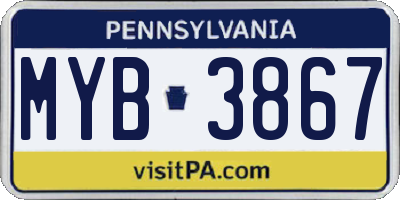 PA license plate MYB3867