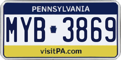PA license plate MYB3869