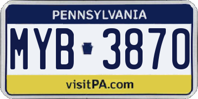 PA license plate MYB3870