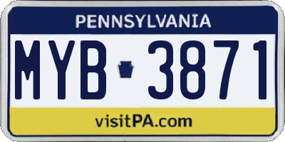 PA license plate MYB3871