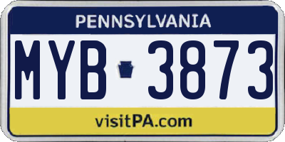PA license plate MYB3873