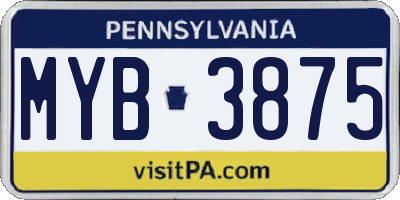 PA license plate MYB3875