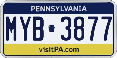 PA license plate MYB3877