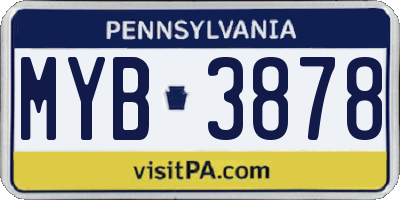 PA license plate MYB3878