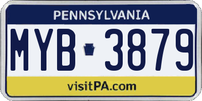 PA license plate MYB3879