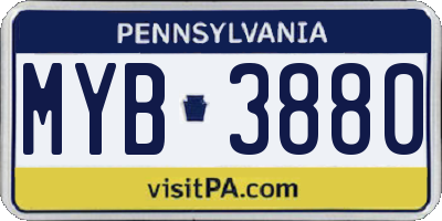PA license plate MYB3880
