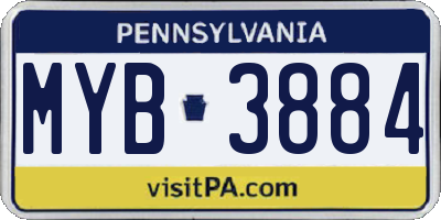 PA license plate MYB3884