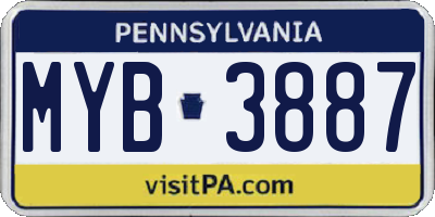 PA license plate MYB3887