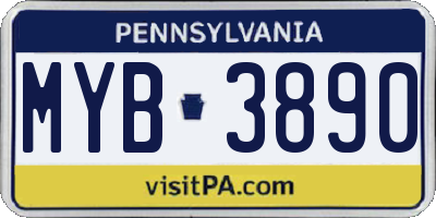 PA license plate MYB3890
