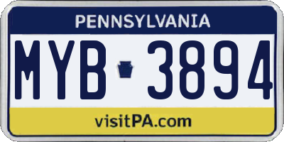 PA license plate MYB3894