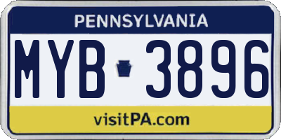 PA license plate MYB3896